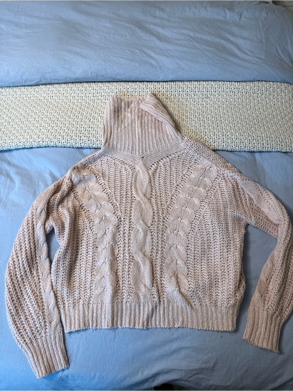 Lulu's Pink Cable Knit Turtleneck Sweater